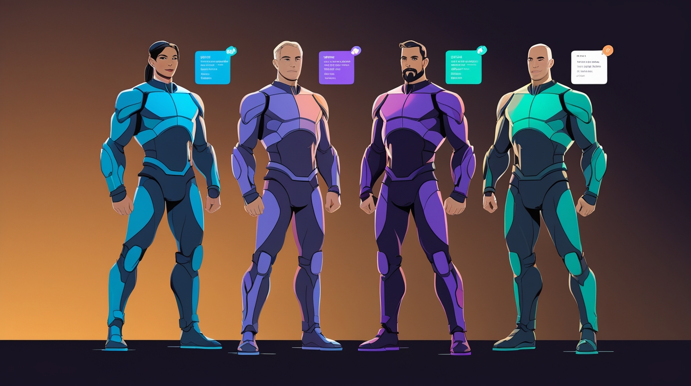 The team — Trinity, Neo, Jobs, Woz.